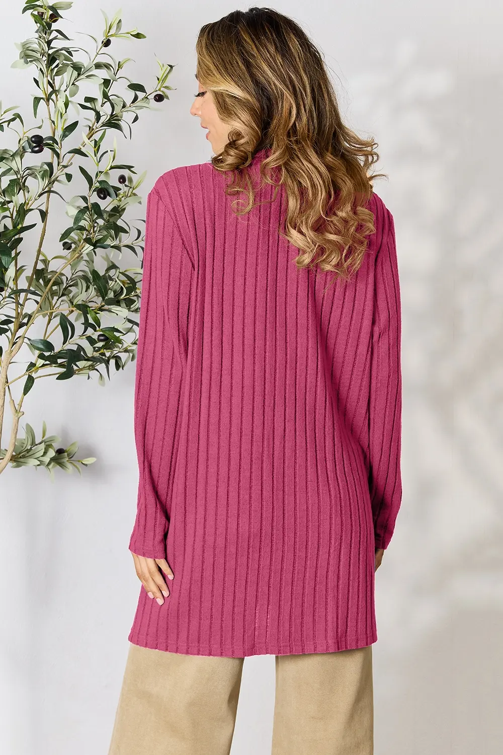 Basic Bae Full Size Ribbed Open Front Cardigan with Pockets - Image 26