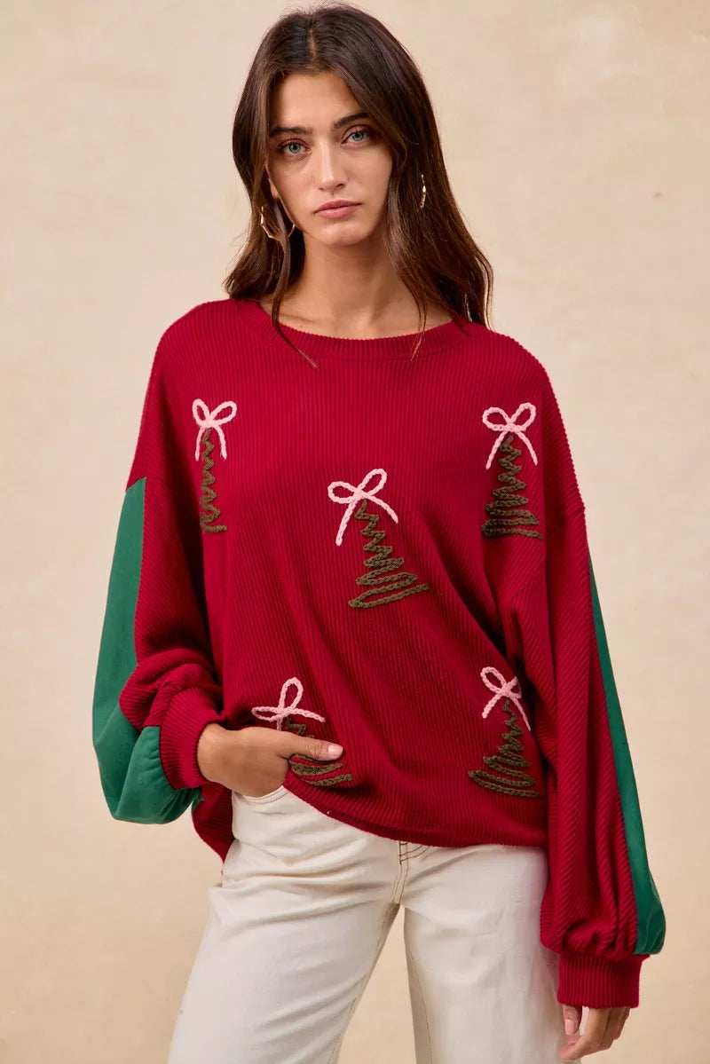 BiBi Christmas Theme Tree Embroidered Sweater - Image 13