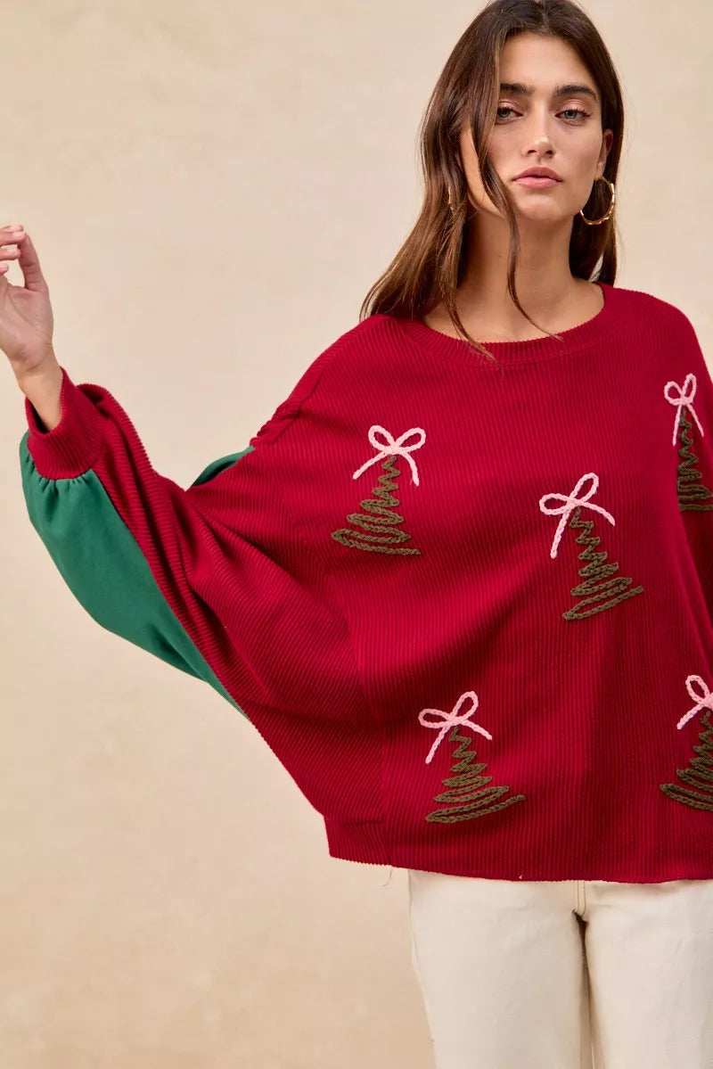 BiBi Christmas Theme Tree Embroidered Sweater - Image 6