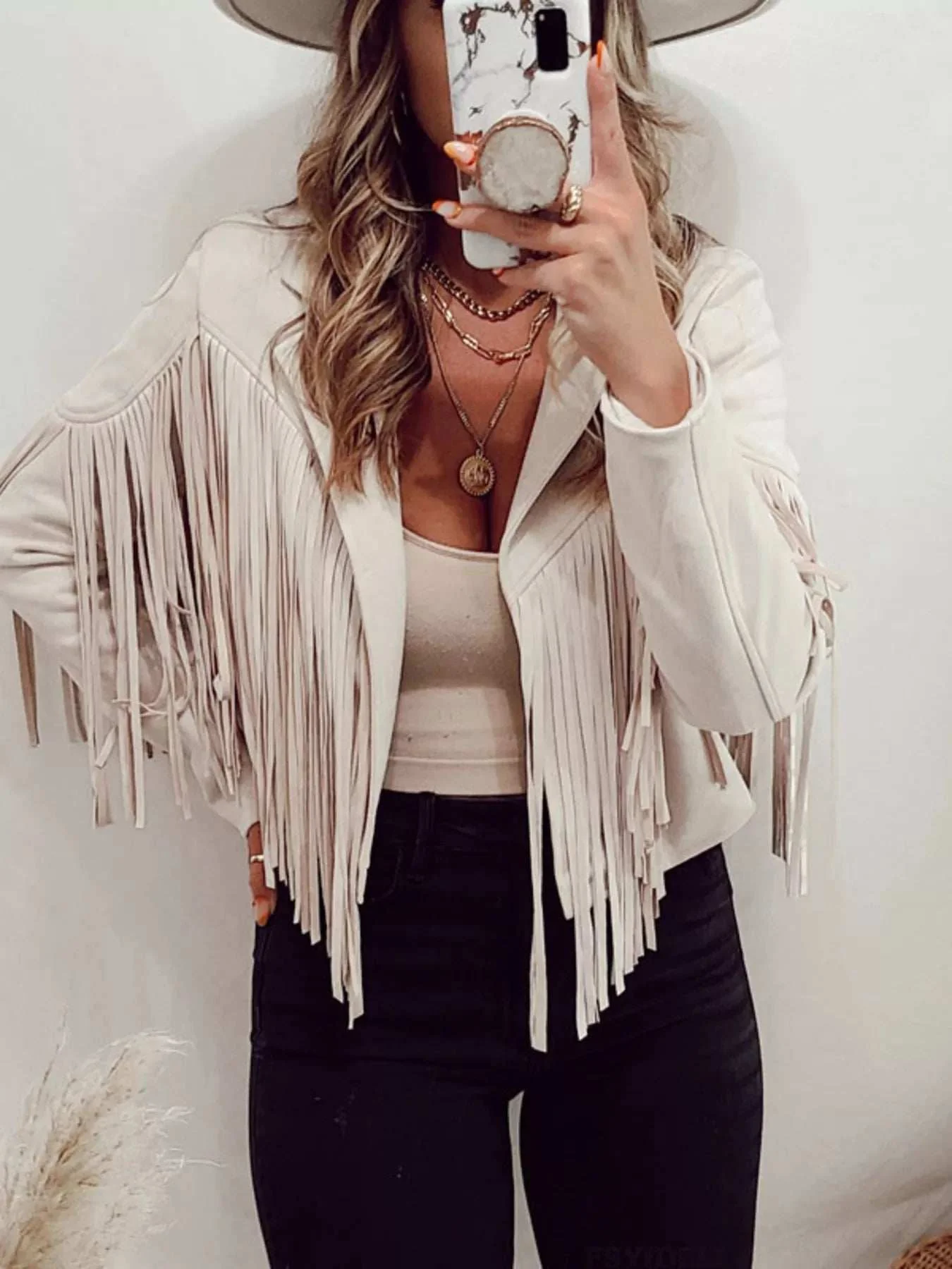Fringe Open Front Cropped Jacket - Image 4