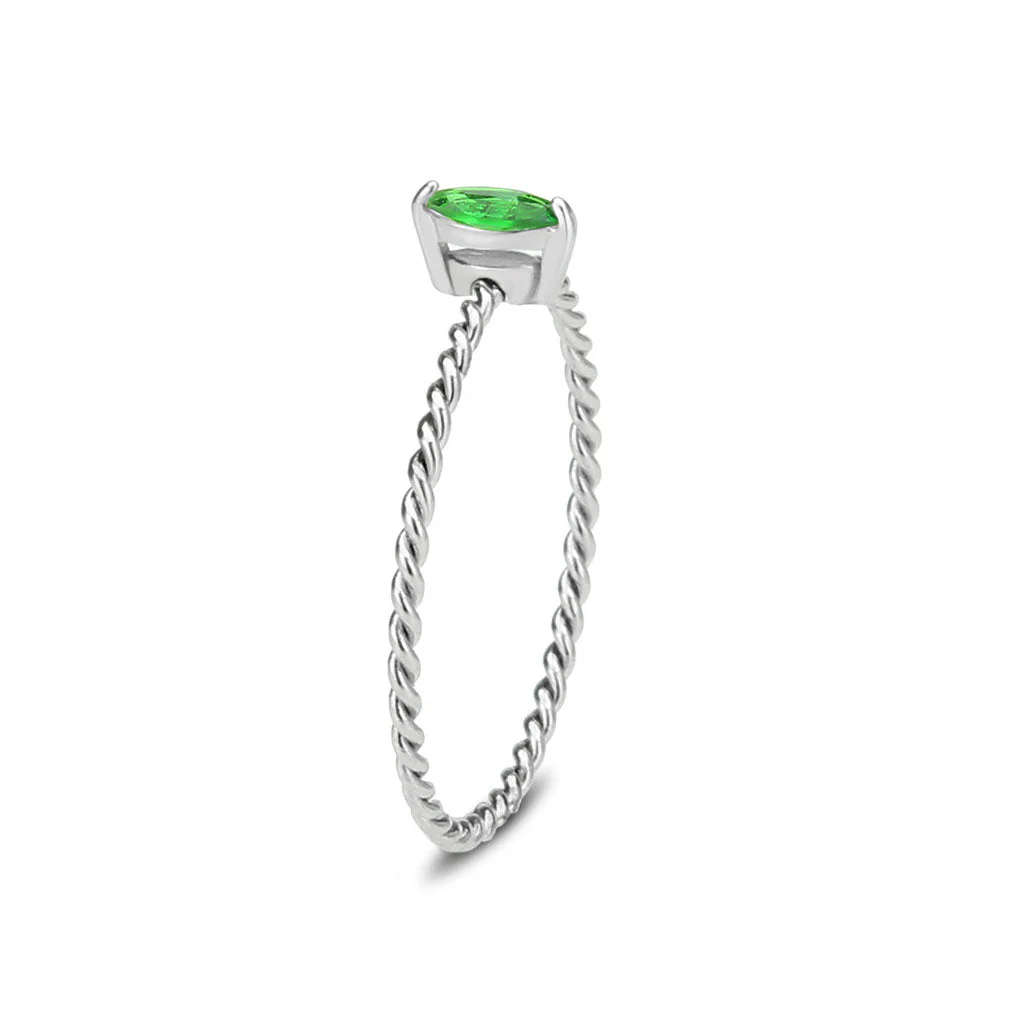 High polished (no plating) Stainless Steel Ring with Synthetic in Emerald tk3861 - Image 4