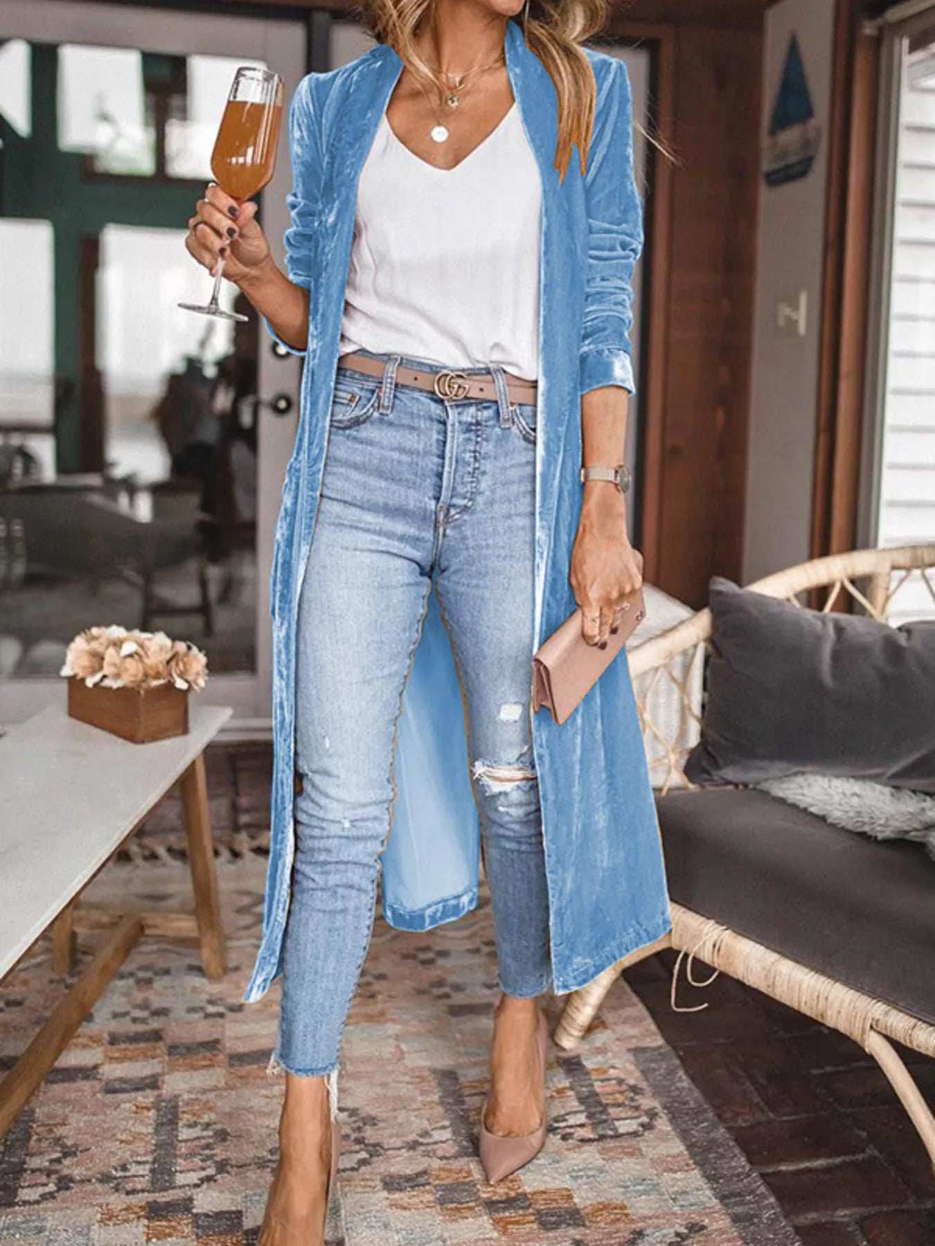 Open Front Long Sleeve Longline Cardigan - Image 17