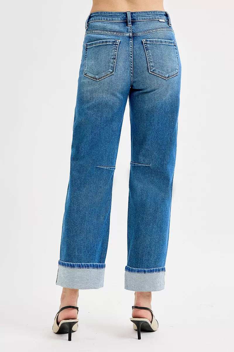 RISEN Slouchy Crop Barrel Cuffed Jeans - Image 5