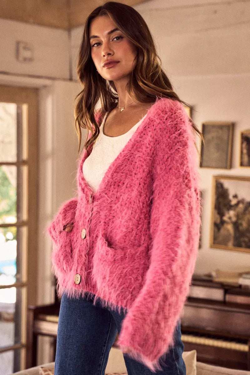SO ME Soft Touch Hairy Loose Fit Cozy Sweater Cardigan - Image 7