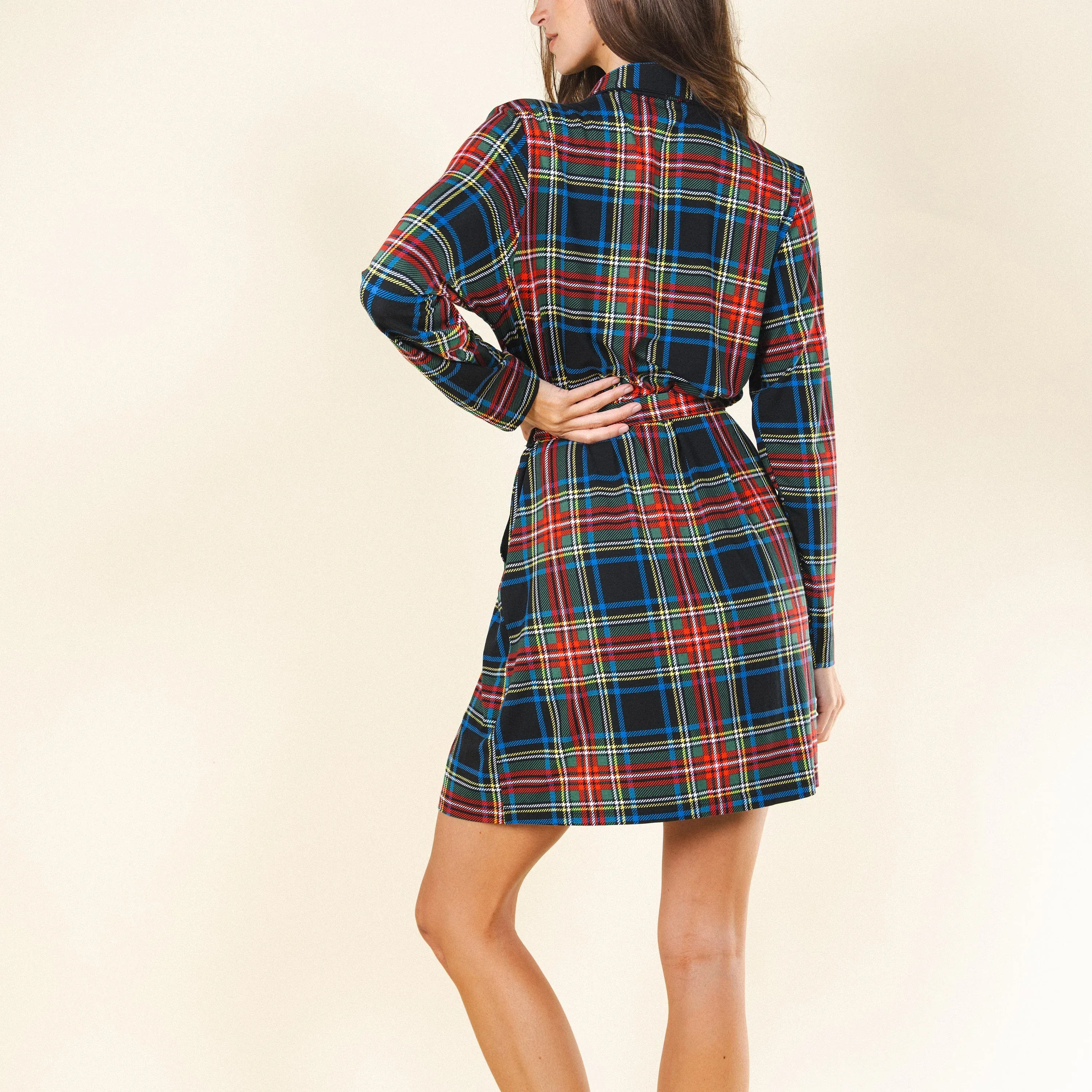 The Cappuccino | Holiday Tartan Plaid Short Modal Robe - Image 4